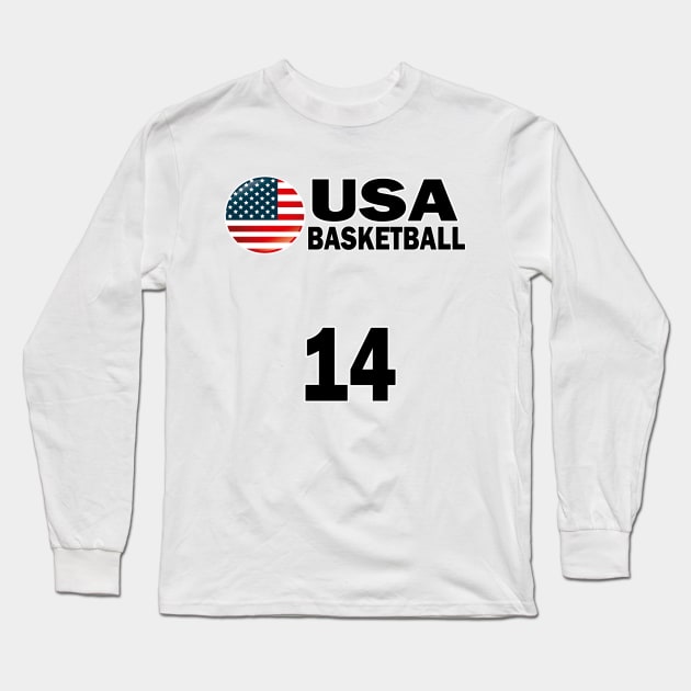USA Basketball Number 14 T-shirt Design Long Sleeve T-Shirt by werdanepo